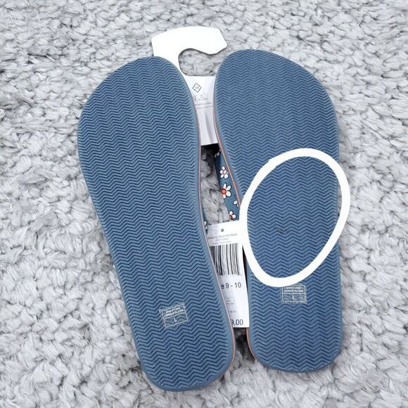 Vera Bradley Webbing Strap Flip Flops Floral Size Large 9-10 Daisy Floral Blue - Picture 2 of 5
